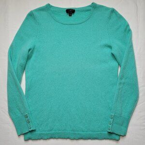 Talbots 100% Pure Cashmere Crewneck Sweater Teal Coastal Preppy Chic Petite M